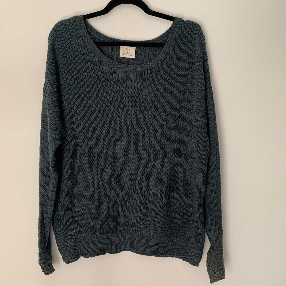 Pins & Needles Sweater Women’s Small Green Brown Long Sleeve Crew Neck